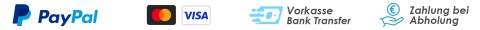 Zahlungsmethoden PayPal, Mastercard, Visa, Vorkasse und Zahlung bei Abholung